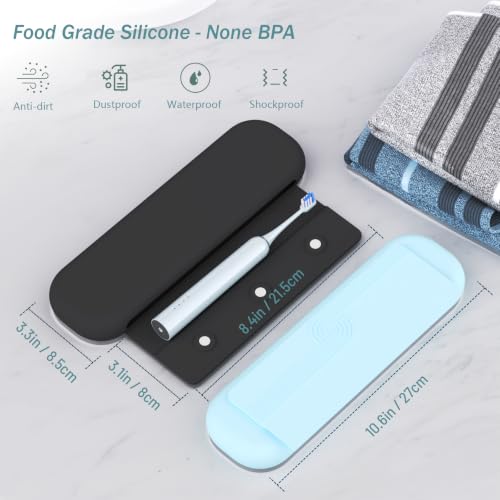 Hacole Black Silicone Travel Toothbrush Case Large Capacity, Waterproof & Secure