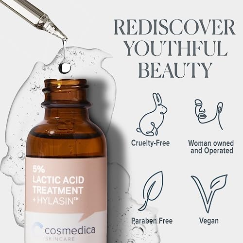 Cosmedica Skincare 5% Lactic Acid Treatment with Hyaluronic Acid - Gentle Exfoliator & Dark Spot Corrector for Radiant Skin