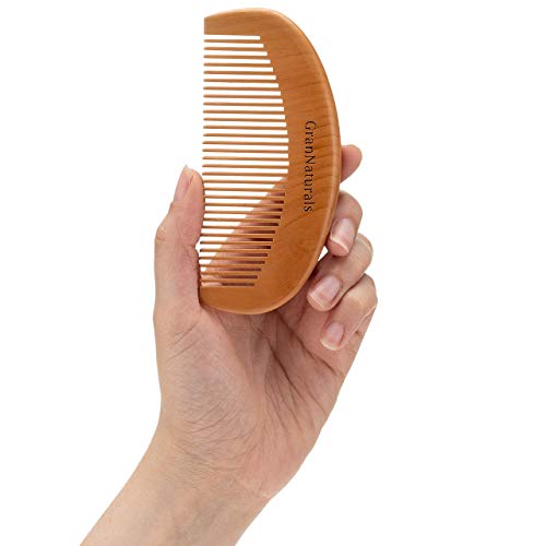 GranNaturals Small Wooden Comb for Detangling & Styling - 1 Pack, Natural Fin Tooth Hair Tool