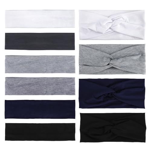 AHONEY Grey Non-Slip Hair Headbands 10 Pack for Women & Workout