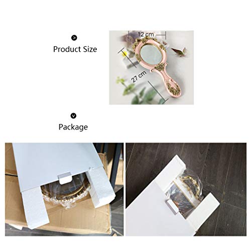 White Vintage Handheld Makeup Mirror - Rose Gold Compact Design