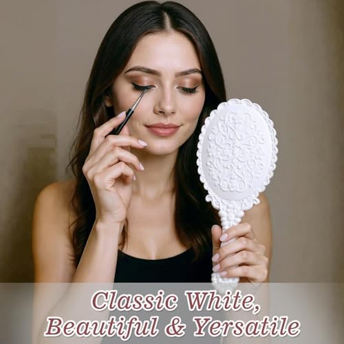 AojSup 16 Pack Vintage Handheld Mirrors - Princess Floral Embossed White Vanity Set