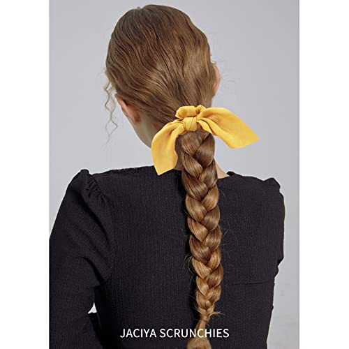 Jaciya Satin Silk Scrunchies - No-Damage Hair Ties with Removable Bow