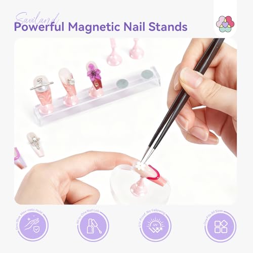 Magnetic Nail Stand for Press-On Nails - Heart-Shaped Acrylic Nail Holder with Double-Sided Tape for DIY Nail Art