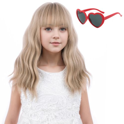 Flaxen Blonde Kids Wig with Bangs - Short Wavy Curly Style