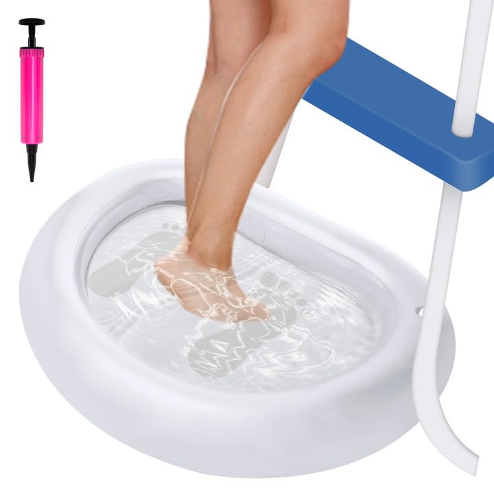 White Inflatable Pool Foot Bath Basin for Entry Ladder - Portable Foot Soak
