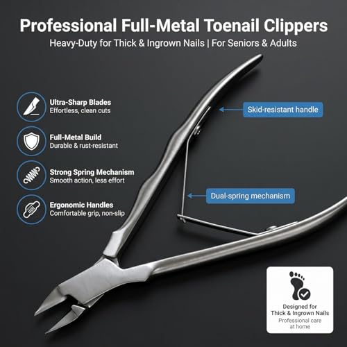 Gubonwer Straight Blade Heavy-Duty Toenail Clippers for Thick Nails – Wide Jaw, Engraved Stainless Steel