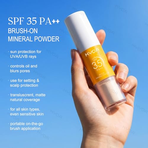 KYDA Mineral Sunscreen Powder SPF 35 - Matte Setting Powder for Face & Hair