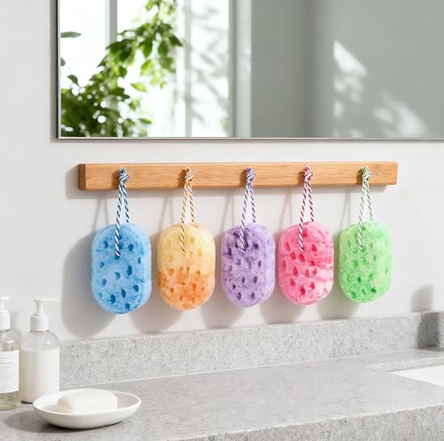 Boao 5-Pack Bright Color Soft Bath Sponges for Gentle Exfoliation