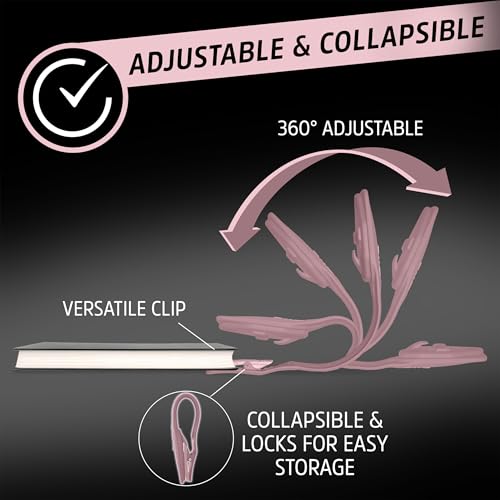 Energizer Rechargeable Book Light - Warm LED Clip-On Reading Light, Pink