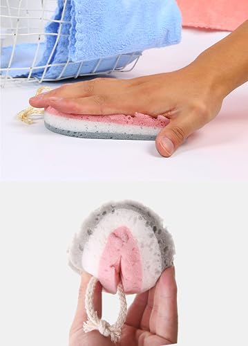 Heideryafei 2pcs Triple Layer Exfoliating Bath Sponge Set