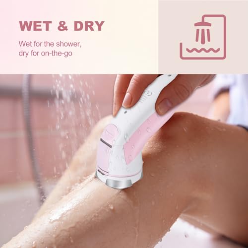 Electric Razors for Women, Rechargeable Painless Shaver for Women,LED Display Wet & Dry Waterproof Electric Razors for Body Face Legs Underarms and Bikini Area,Pop-Up Trimmer Light Pink