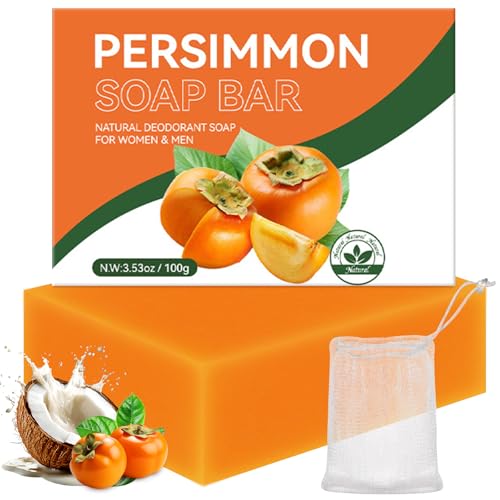 Natural Persimmon Soap Bar for Body Odor Control - Gentle Cleansing