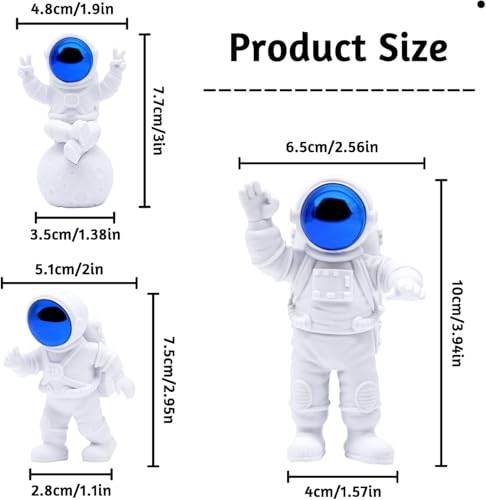 3 Pcs Astronaut Figurines - Cute Space Decor for Room & Cake Toppers