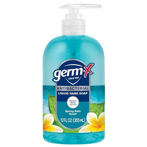 Germ-X Antibacterial Hand Soap, 12 Oz (Pack of 4), Spring Rain Scent