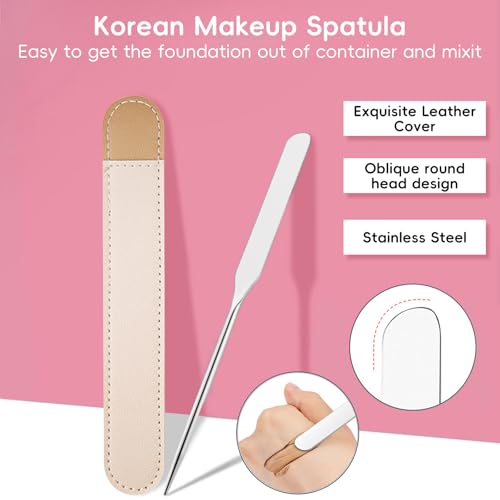 KissDate Stainless Steel Makeup Mixing Palette & Spatula Set
