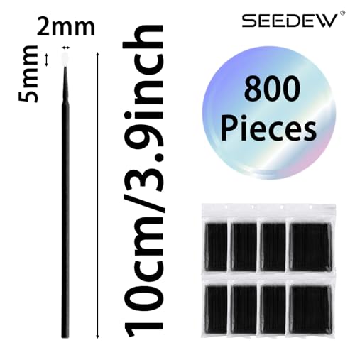 800PCS Black Microfiber Eyelash Swabs - 10CM Lash Removal Wands