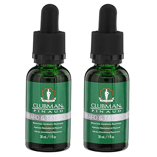 Clubman Pinaud 2-in-1 Beard and Tattoo Hydrating Oil - 2 Pack (1 fl. oz)