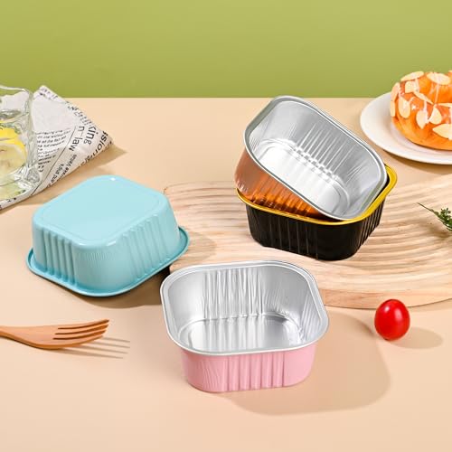 40 Pack 10oz Aluminum Foil Mini Cake Pans with Lids - 4"x4" Disposable Baking Cups