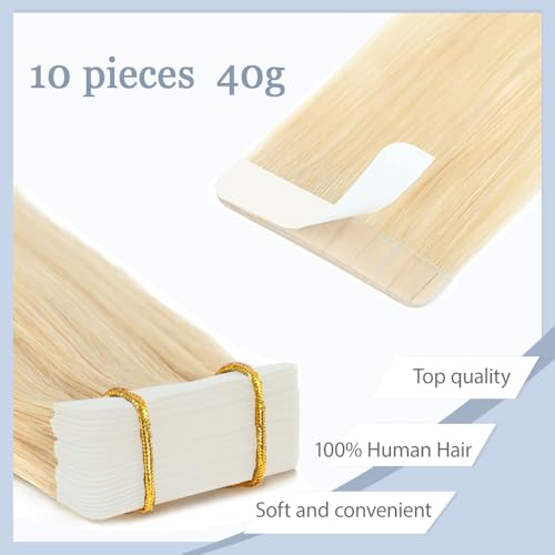 Lorauroga #613 Honey Blonde Tape-In Hair Extensions, 20 Inch Remy Human Hair
