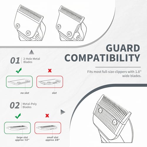 Grey 10-Pack Clipper Guard Set for Wahl Hair Clippers with Color-Coded Attachments