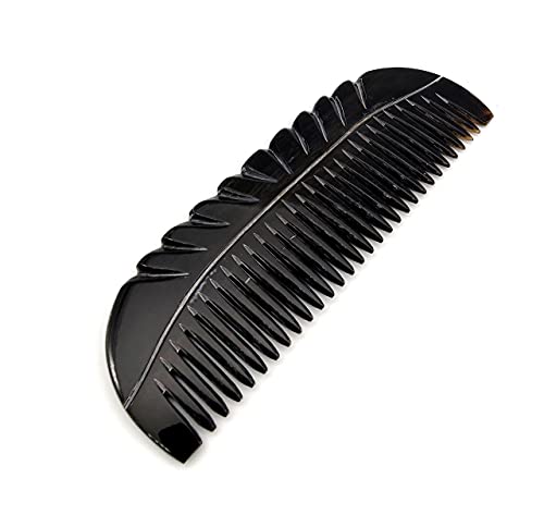 5MOONSUN5 Handmade Natural Ox Horn Comb - Anti-Static Detangling Tool