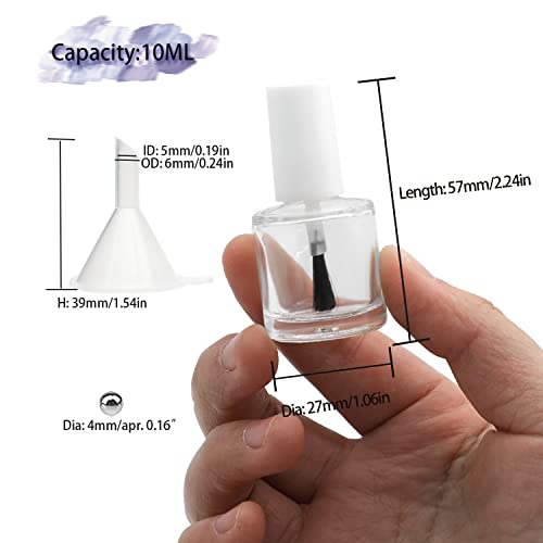 20PCS 10ML Empty Nail Polish Bottles with Brush & Funnels