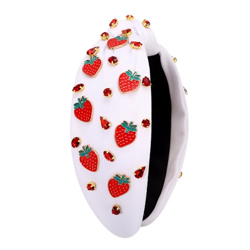 Strawberry Headband for Women - Jeweled Tropical Fruit Hair Accessory