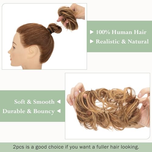 S-noilite Messy Bun Hairpiece for Women 4P27 / S Real Human Hair Natural Style