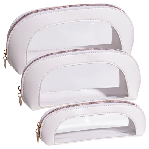 White BS-MALL 3-Piece Waterproof Makeup Bag Set Travel Organizer with Zippers