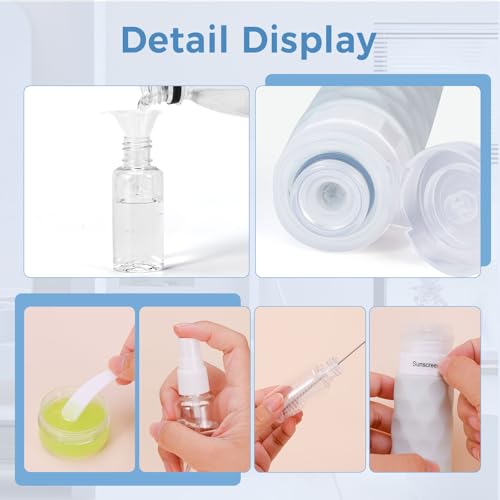 Silevoler Gray 16-Pack Travel Bottles Set TSA Approved Leakproof Refillable Toiletry Containers
