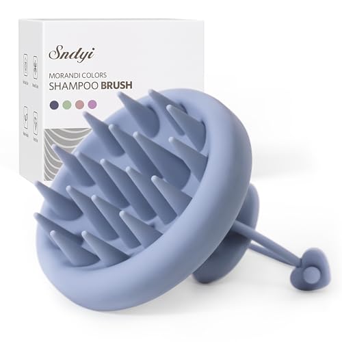 Sndyi Gray Blue Silicone Scalp Massager & Shampoo Brush for Hair Growth & Dandruff Removal