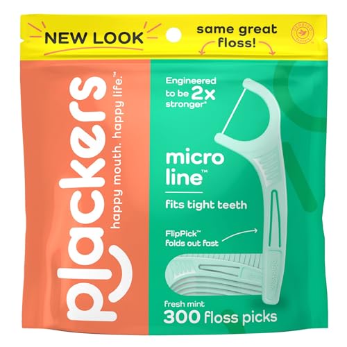 Plackers Micro Mint Dental Floss Picks with Travel Case, 12 Count