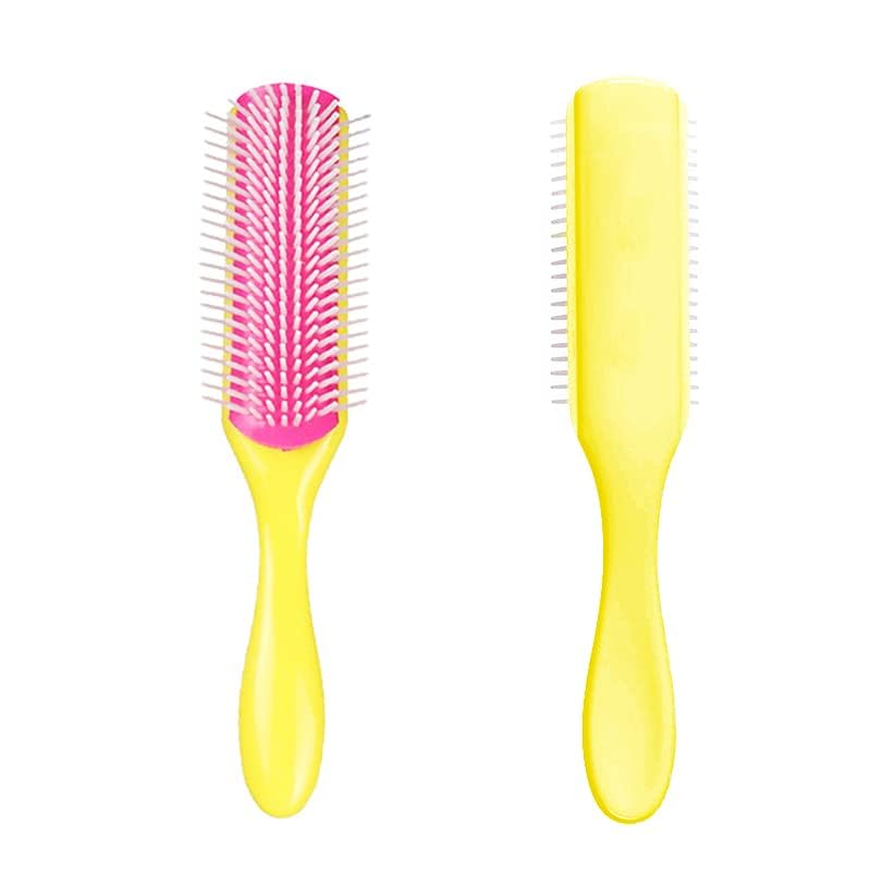NuAngela 9 Rows Hair Brush for Styling & Detangling - Easy Clean & Portable
