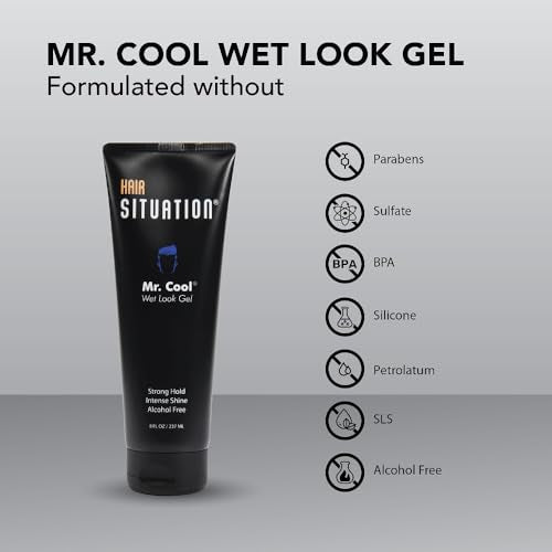 Mr. Cool Wet Look Hair Gel - Strong Hold & High Shine, 8 Fl Oz