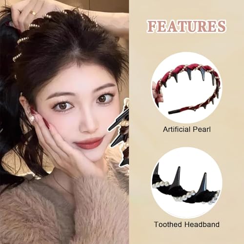 Vintage Pearl Hairband for Women Girls Wedding Party Daily Wear with Teeth