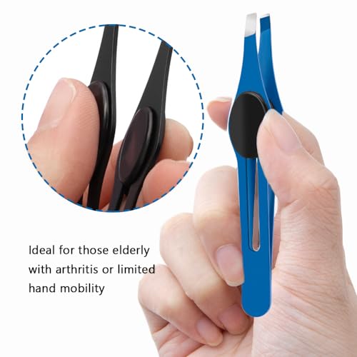 Ergonomic Stainless Steel Slant Tip Tweezers for Arthritis Relief