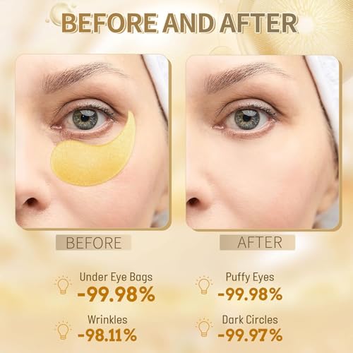 Hicream Gold Under Eye Patches - 30 Pairs Collagen & Hyaluronic Acid Anti-Aging Mask