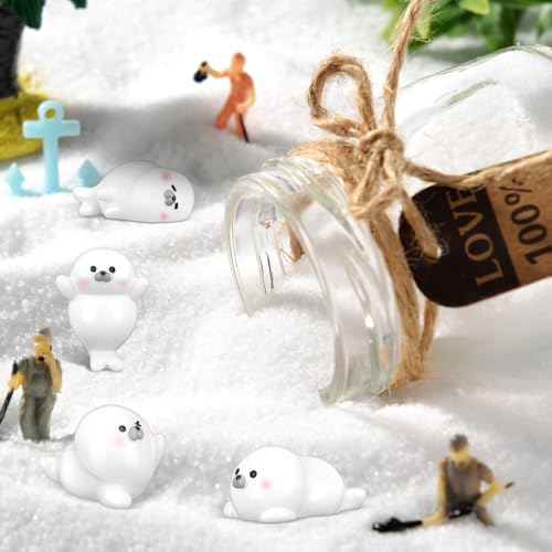 Mini Resin Seal Figurines - 4Pcs Adorable Ocean Decor