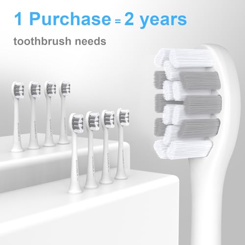 HYCHIKA Rechargeable Electric Toothbrush Snow White, 240-Day Battery Life, 8 Replacement Heads, 3 Modes