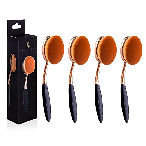 Yoseng Oval Toothbrush Foundation Brush Set - 4 Piece Makeup Brush Kit