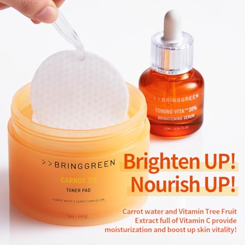 BRING GREEN Carrot Toner Pad | Contains Vitamin and Retinol to Even
