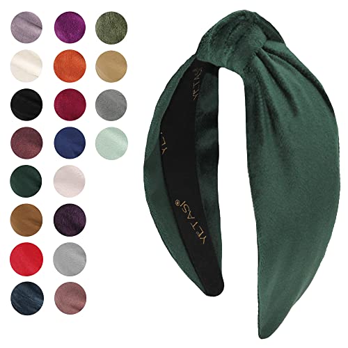 YETASI Green Velvet Knotted Headband for Women - Adjustable & Stylish Hair Accessory