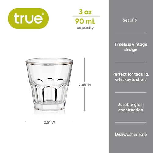 True Jalisco Vintage Shot Glasses Set of 6 - 3 oz Durable Design