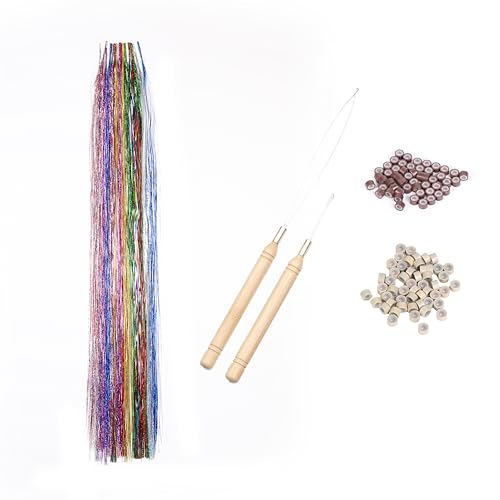 Lyric Selection Mixed Color 20in Hair Tinsel I Tip Extensions Kit with Beads & Accessories