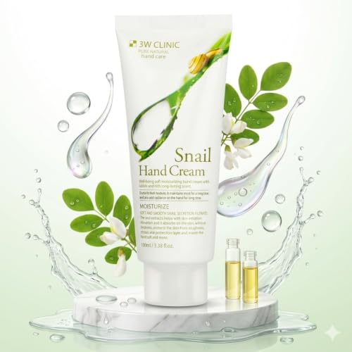 3W Hand Cream with Snail Extract 3.38oz - Soothing, Non-Sticky Skin Care
