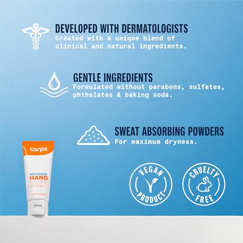 Carpe Sweat Absorbing Hand Lotion - Eucalyptus, 1.35 Fl Oz