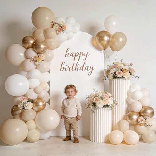 White and Gold Balloon Arch Kit - 144 Pcs for Celebrations