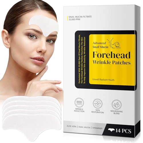 Marianp Clear Snail Mucin Forehead Wrinkle Patches - 14 Count Overnight Anti-Aging Mask Set