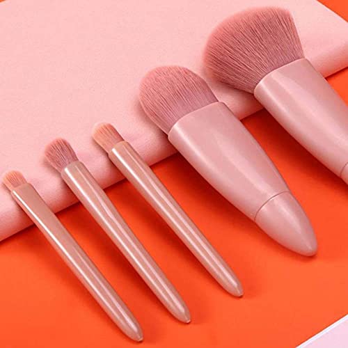 COSHINE 5pcs Travel Makeup Brush Set with Mirror - Portable, Vegan, Flawless Finish